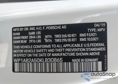 2019 Porsche Macan S z USA, uszkodzony, nr VIN WP1AB2A50KLB30865